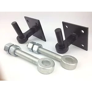 Image of Wyre Direct Garden Shed Hinges Hook Brackets Gate Hinges, Door for Wooden Shed, Heavy Duty Black with 150mm Eye Bolts Square 4&quot; X 19mm Pin