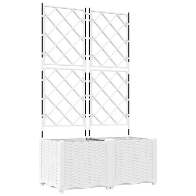 Image of vidaXL Garden Planter with Trellis 2 pcs White 80x40x143 cm