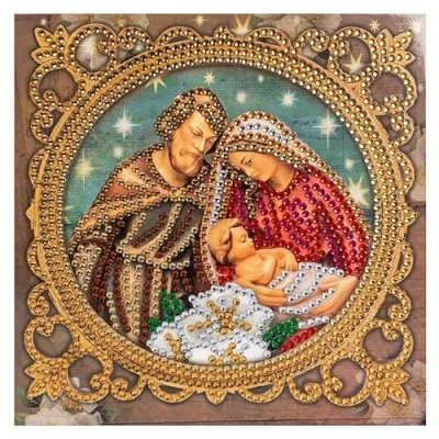 Image of Ideen mit Herz Diamond Painting Greeting Card Rhinestone Edition 16x16cm 370gsm Includes Stones, Envelope &amp; Tool (Holy Family)