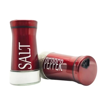 Image of Pack of 2 Salt and Pepper Pots Shaker Set Pot Kitchen Accessories (Red)