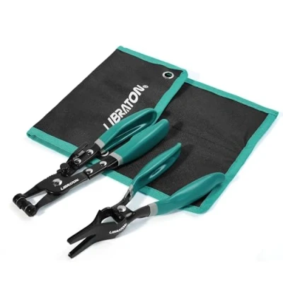 Image of LIBRATON 2PCS Hose Clamp Pliers Set, with Pliers, Remover Storage Pouch, for Fuel Oil Water Pipe, Tool Swivel Removal and Installation