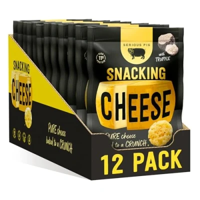 Image of SERIOUS PIG Crunchy Snacking Cheese Snacks, Keto Friendly, High Protein, Low Carb, Gluten Free, Vegetarian, Pub Made from 100% Real Italian (Truffle) (12 x 24g)