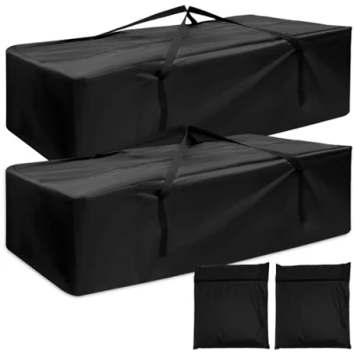 Image of 2Pcs Garden Furniture Cushion Storage Bag Waterproof 210D Oxford Fabric Christmas Tree Rip Proof Outdoor Protective Cover with Handle and Zipper for Home Patio(173x76x51cm)