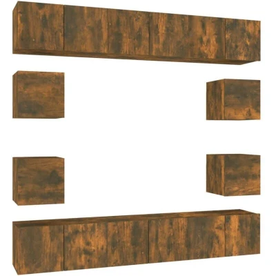 Image of vidaXL 10 Piece TV Cabinet Set Smoked Oak Engineered Wood