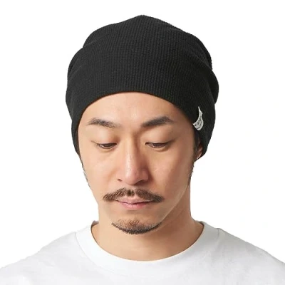 Image of CHARM Slouch Beanie Hat for Mens and Women Baggy Slouchy Cotton Chemo Japanese Korean Fashion Style Black (Style B)