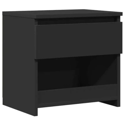 Image of vidaXL Bedside Cabinet Versatile and Durable Engineered Wood Nightstand with 2 Drawers Easy to Clean Bedroom &amp; Living Room Furniture Black