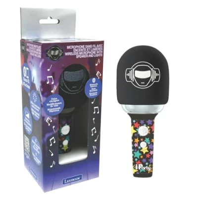 Image of Lexibook MIC280, iParty, Wireless microphone with speaker, 4 voice modifiers, Multicoloured light effects, Rechargeable battery