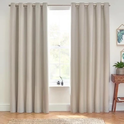 Image of furn. Dawn Blackout Eyelet Curtains Width x Drop 168 137cm (66 54) Linen