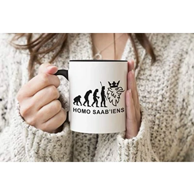 Image of Evolution of Saab Lovers Black Handle Mug Coffee Tea 312ml Cup