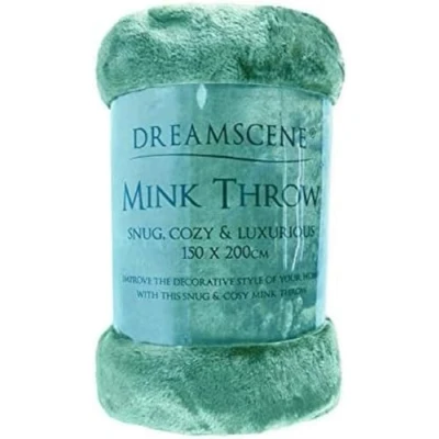 Image of Dreamscene Luxury Faux Fur Mink Fleece Throw Over Sofa Bed Soft Warm Blanket Double Large Comfy Travel Blanket, Teal Blue 125 x 150cm