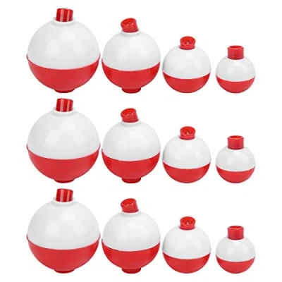 Image of Alomejor 12pcs Fishing Bobbers Snap‑On Red and White Floats Tackle Accessories