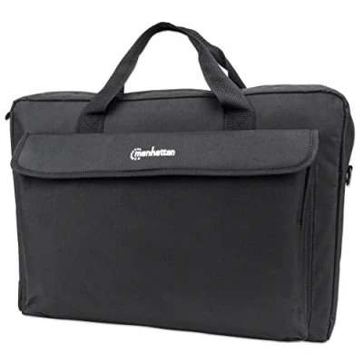 Image of Manhattan London Laptop Bag 17.3&quot;, Top Loader, Accessories Pocket, Shoulder Strap (removable), Notebook Case, Black, Three Year Warranty
