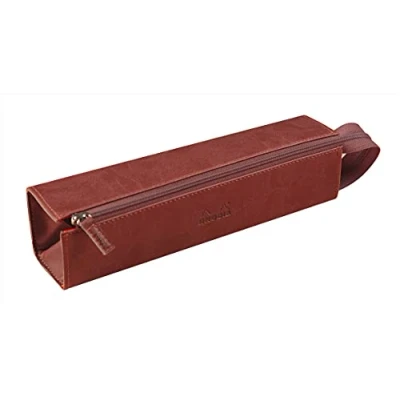 Image of RHODIA 319028C pencil case Rhodiarama Nacarat 23x5x5 cm Flat opening for use as a Faux leather Storage pens, pencils, markers, small supplies