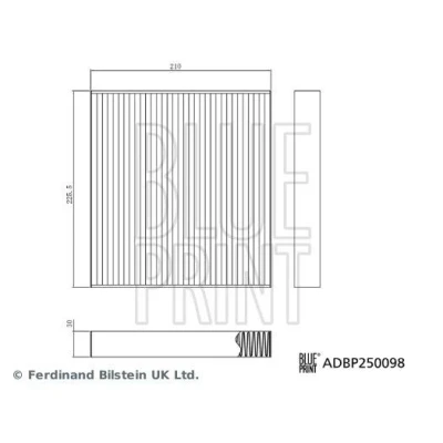 Image of 97133AO000 Pollen Filter BLUE PRINT ADBP250098 226mm 210mm 30mm