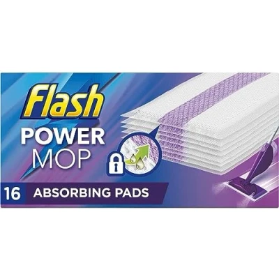 Image of Flash Power Mop Refills with 16 Pads Floor Cleaning Absorbing Lock Home Surface Pad Multi