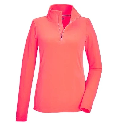 Image of Killtec KSW 101 WMN FLC SHRT Women&#039;s Fleece Shirt with Stand Up Collar and Zip Neon Coral 46 40880 000