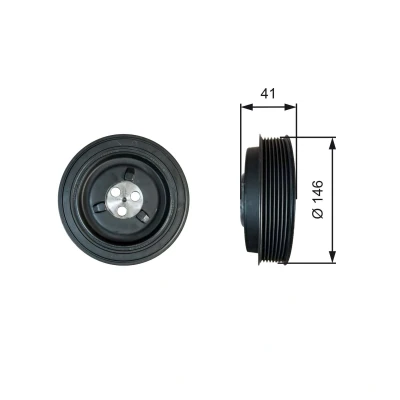 Image of 1379766, 1727140, 1748942, 6C1Q6B319EA, BK3Q6B319CA Crankshaft Pulley GATES TVD1134 165mm without accessories PowerGrip FORD: Transit Mk6 Van