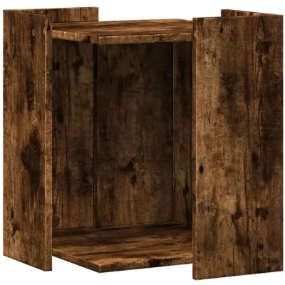 Image of vidaXL Cat Litter Box Enclosure House/Side Table Engineered Wood, Smoked Oak, 42x42x51 cm