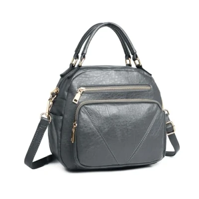 Image of Miss Lulu Handbag for Women Fashion Crossbody Bag Bowler Style Shoulder Top Handle