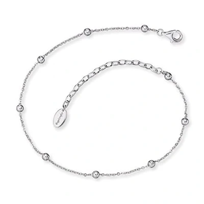 Image of Angel Whisperer Anklet for Women with Pearl or Cubic Zirconia 925 Sterling Silver Rhodium Plated Stainless Steel Adjustable Length Nickel Free Allergy Sufferers, 22 + 5 cm, Silver, No Gemstone