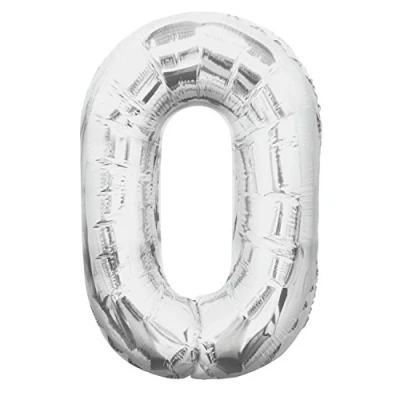Image of Unique Party 55750 34&quot; Giant Silver Foil Number 0 Balloon