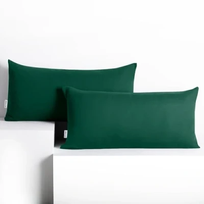 Image of DecoKing 2 x Cushion Covers 40 80 cm Cotton Zip Bottle Green Amber
