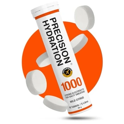 Image of Precision Hydration Lite Electrolyte Tablets Multi Strength Effervescent Combats Cramp Low Calorie, Gluten Free, Vegan/Vegetarian Friendly (1 Tube, 1000mg/L Orange Tube)