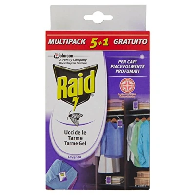 Image of Raid Wardrobe Gel (Pack of 6) Lavender Scent Protection for Full Season