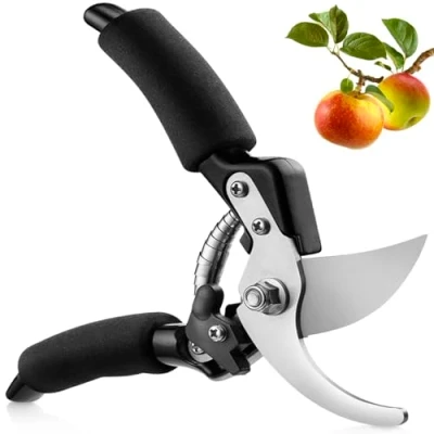 Image of Professional Titanium Garden Secateurs, Gardening Pruning Shears, Scissors, Bypass Pruners for Branches, Hedges and Flowers (Black)
