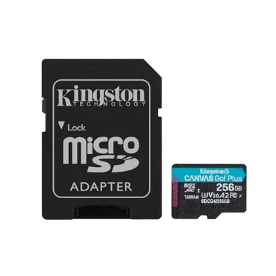 Image of Kingston Canvas Go Plus microSDXC Memory Card Gen4 200MB/s A2 U3 V30 256GB + Adapter SDCG4/256GB