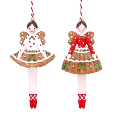 Image of Gisela Graham Resin Gingerbread Fairy Christmas Tree Decorations