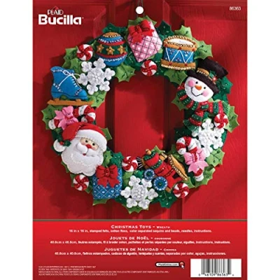 Image of Bucilla Christmas Toys Wreath Felt Applique Kit, 16 inches