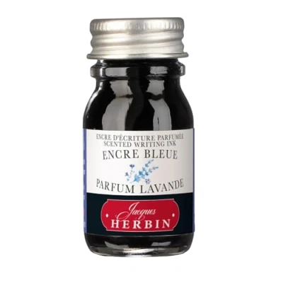 Image of Jacques Herbin 13710ST Perfumed ink bottle &#039;&#039;Les subtiles&#039;&#039; for fountain pens and rollerball 10 ml, Blue Lavender perfume. Made in France