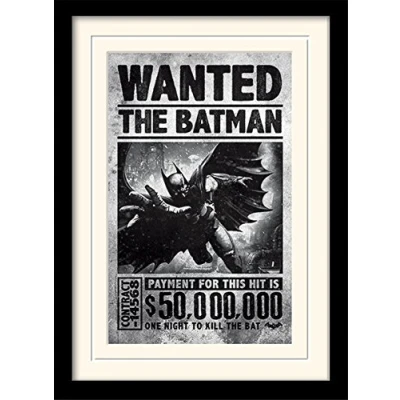 Image of DC Comics Batman Arkham Origins 30 X 40 cm &quot;Wanted&quot; Mounted And Framed Print