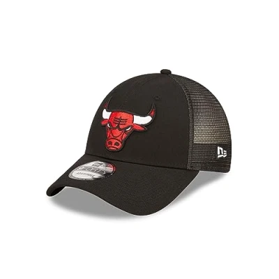 Image of New Era Chicago Bulls NBA Home Field Black 9Forty Trucker Strapback Cap One Size