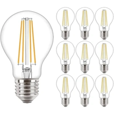 Image of Philips LED Premium Classic A60 Light Bulbs 10 Pack [E27 Edison Screw] 7W 60W Equivalent Warm White (2700K), Non Dimmable, 806 Lumen, 80+ CRI