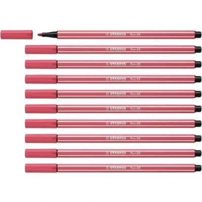 Image of Premium Fibre Tip Pen STABILO 68 Pack of 10 Strawberry Red