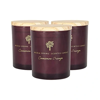 Image of Nicola Spring Soy Wax Scented Candles 130g Cinnamon &amp; Orange Pack of 3