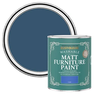 Image of Rust Oleum Blue Furniture Paint in Matt Finish Cobalt 750ml,