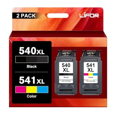Image of LIFOR 540XL 541XL Twin Pack Replacement for Canon 540 and 541 Ink Cartridges PG Black CL Colour Pixma TS5150 TS5151 MG3650 MG3650S MG3600 MG4250 MX475 MG3250 MG3550