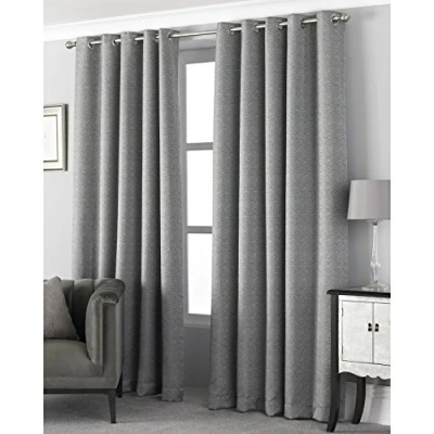 Image of Paoletti Pendleton Textured Jacquard Eyelet Curtains in Graphite Grey Size 229 cm x 183
