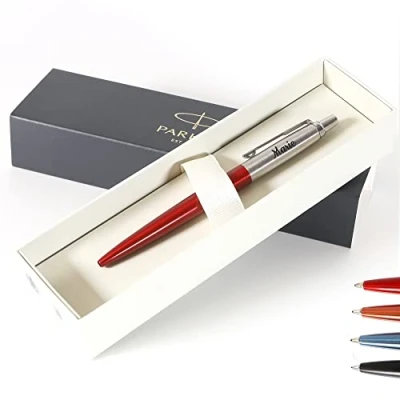 Image of Personalised Custom Parker Jotter Bond Street Pen + Gift Box Design A Truly Unique Present Laser Engraved Red