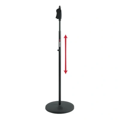 Image of Gator Frameworks Roundbase Microphone Stand with 12″ Weighted Base &amp; Deluxe Soft Grip Squeeze Height Adjustment, black (GFW MIC 1201)