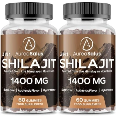 Image of Shilajit Gummies 1400mg, Supplement with Chaga and Ashwagandha, Original from Himalayan Fulvic &amp; Humic Acid 85+ Minerals, for Energy, Immunity Focus, Sugar Free, 120