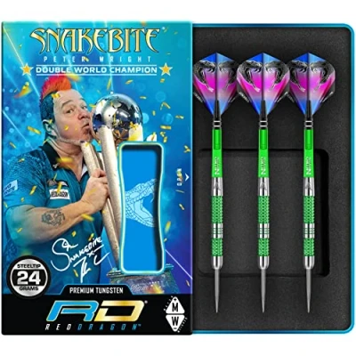 Image of RED DRAGON Peter Wright Snakebite Mamba: 24g Tungsten Darts Set with Flights and Stems