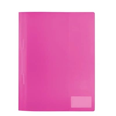 Image of HERMA 19491 File Folder A4 Translucent Pink Pack of 3 Plastic Folders with Labelling Label, Slip Pocket &amp; Metal Stapling Tongue, Sturdy Set for School and Office