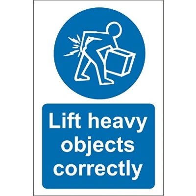 Image of Lift Heavy Objects Correctly Sign Self Adhesive Sticker 200mm x 150mm
