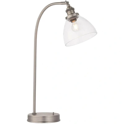 Image of Hansen Task Table Lamp Brushed Silver Paint, Clear Glass