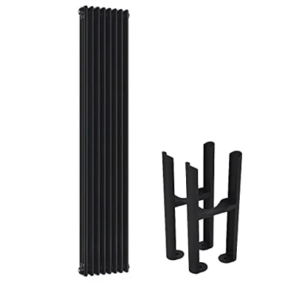 Image of Milano Windsor Black Cast Iron Style Vertical Triple Column Radiator Feet 1800mm x 380mm