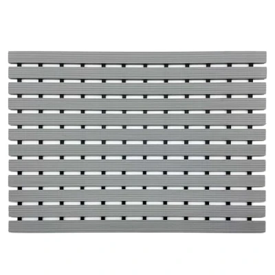 Image of Nicoman Shower Drying Mat Non Slip Bath Drainage Matt Slatted Duckboard Design GREY (61x43cm / 24x17 inches)